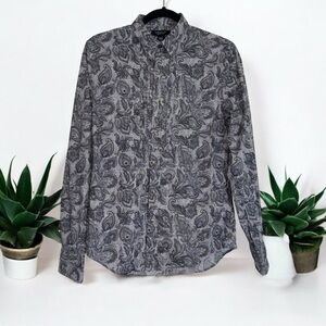Structure Gray Casual Button Down Shirt with Paisley Design